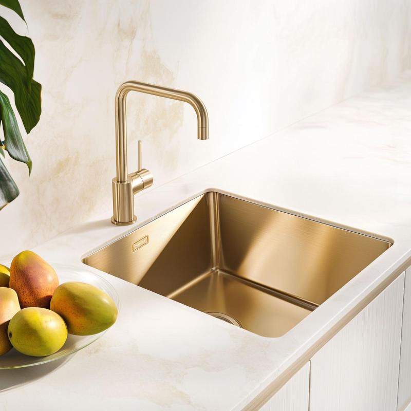 Pure.Sink Exclusivo Guld vask 40x40 cm 10mm radius underbygning, planbygning og overbygning PEX4040-60