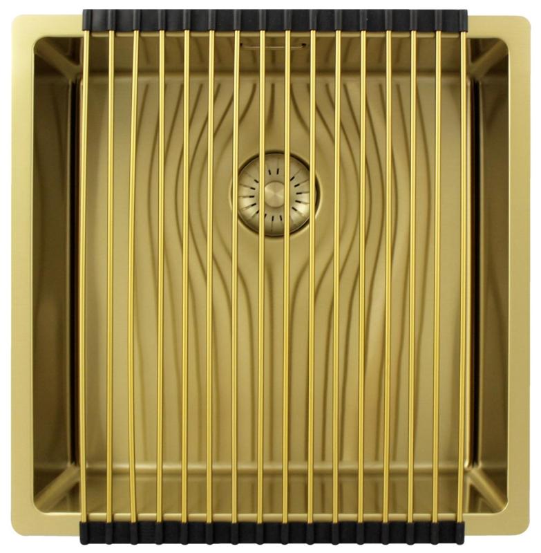 Pure.Sink Exclusivo Guld vask 40x40 cm 10mm radius underbygning, planbygning og overbygning PEX4040-60