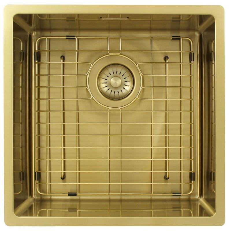 Pure.Sink Exclusivo Guld vask 40x40 cm 10mm radius underbygning, planbygning og overbygning PEX4040-60