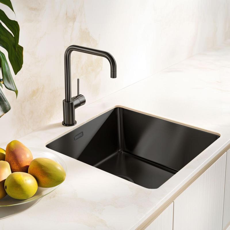 Pure.Sink Exclusivo Gun metal vask 40x40 cm 10mm radius undermontering, planmontering og overmontering PEX4040-61