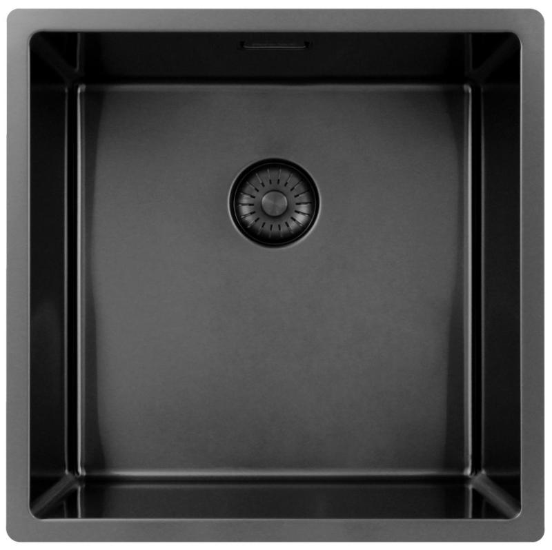 Pure.Sink Exclusivo Gun metal vask 40x40 cm 10mm radius undermontering, planmontering og overmontering PEX4040-61