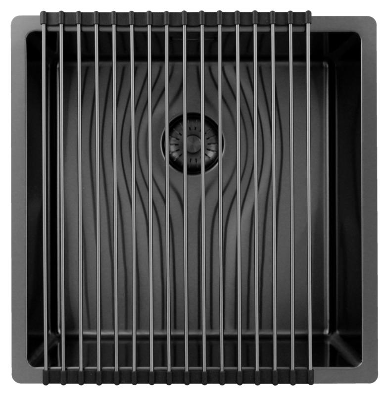 Pure.Sink Exclusivo Gun metal vask 40x40 cm 10mm radius undermontering, planmontering og overmontering PEX4040-61