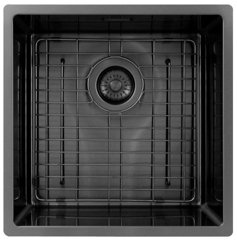 Pure.Sink Exclusivo Gun metal vask 40x40 cm 10mm radius undermontering, planmontering og overmontering PEX4040-61