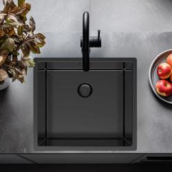 Pure.Sink Exclusivo Gun metal vask 45x40 cm 10mm radius undermontering, planmontering og overmontering PEX4540-61