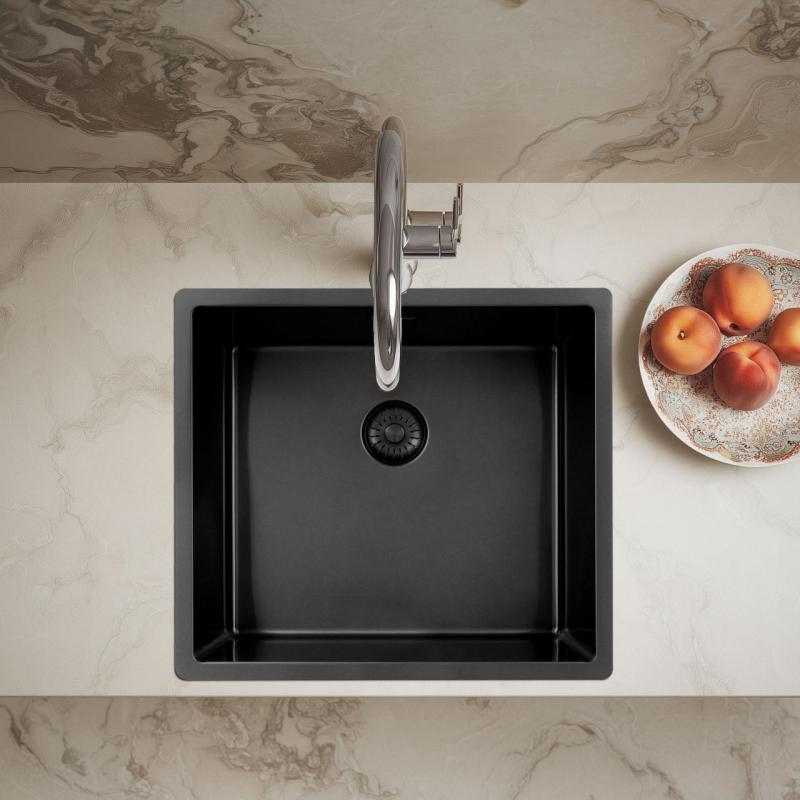 Pure.Sink Exclusivo Gun metal vask 45x40 cm 10mm radius undermontering, planmontering og overmontering PEX4540-61
