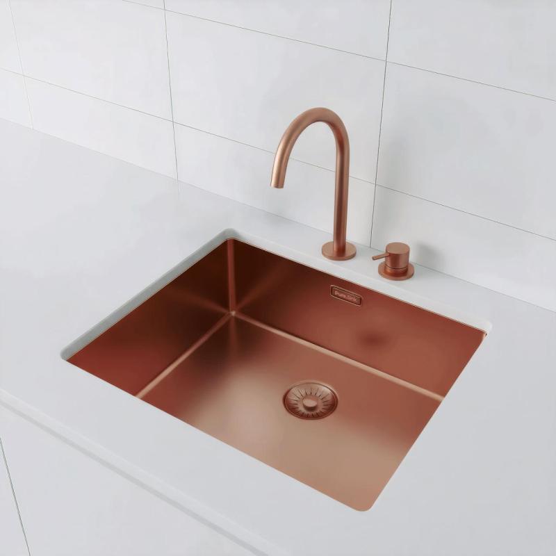 Pure.Sink Exclusivo Kobber køkkenvask 50x40 cm 10mm radius undermontering, planmontering og overmontering PEX5040-62