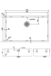 Pure.Sink Exclusivo stor rustfrit stål vask 70x40 cm 10mm radius underbygning, flad indbygning og påbygning PEX7040-02