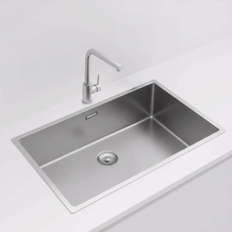 Pure.Sink Exclusivo stor rustfrit stål vask 70x40 cm 10mm radius underbygning, flad indbygning og påbygning PEX7040-02