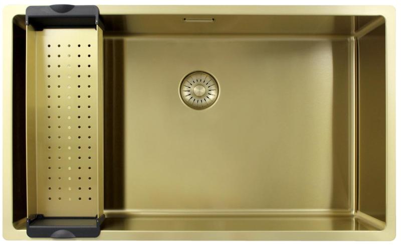 Pure.Sink Exclusivo stor guld vask 70x40 cm 10mm radius undermontering, planmontering og overmontering PEX7040-60