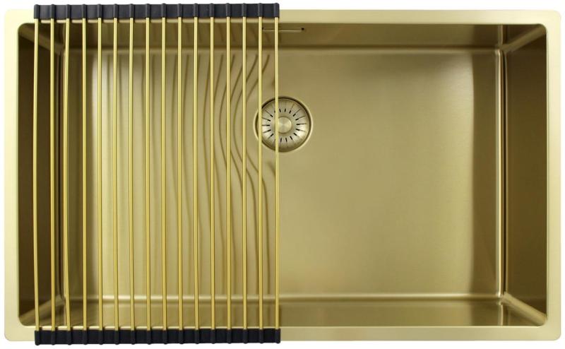 Pure.Sink Exclusivo stor guld vask 70x40 cm 10mm radius undermontering, planmontering og overmontering PEX7040-60