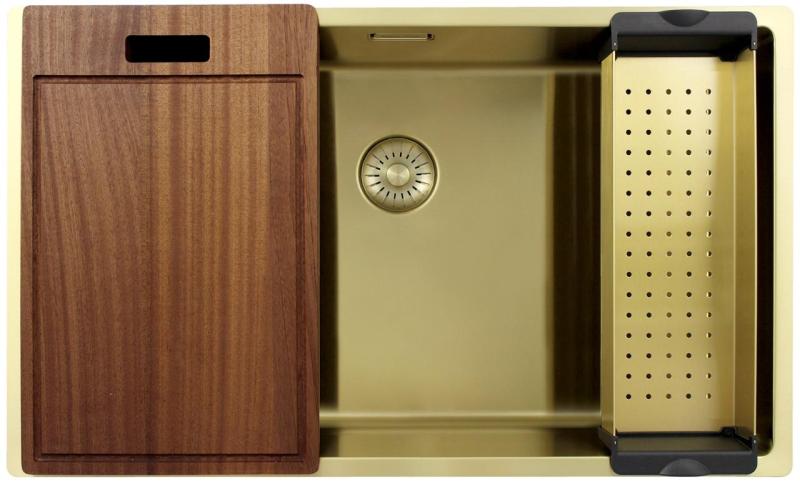 Pure.Sink Exclusivo stor guld vask 70x40 cm 10mm radius undermontering, planmontering og overmontering PEX7040-60