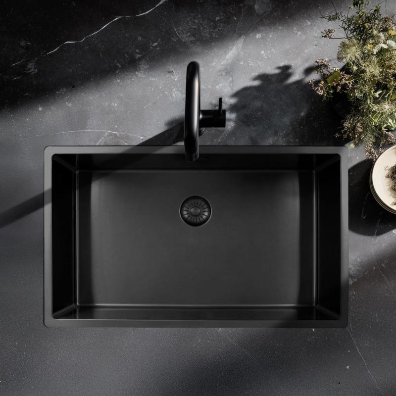 Pure.Sink Exclusivo stor Gun metal vask 70x40 cm 10mm radius undermontering, planmontering og overmontering PEX7040-61