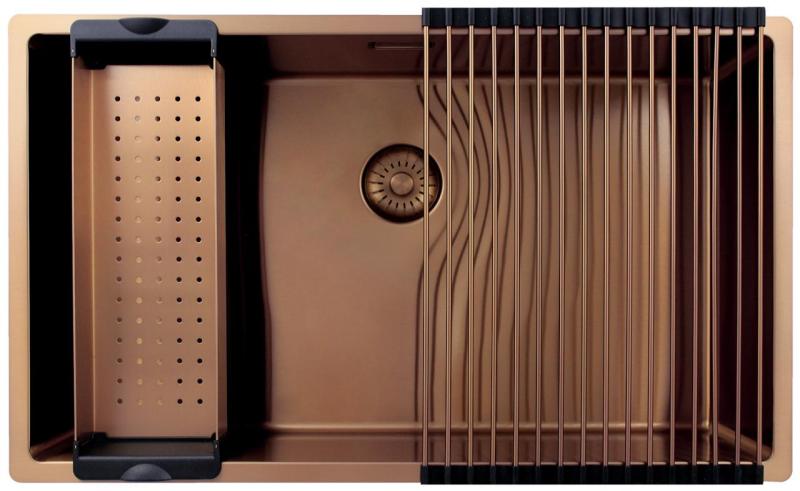 Pure.Sink Exclusivo stor kobber køkkenvask 70x40 cm 10mm radius undermontering, planmontering og overmontering PEX7040-62