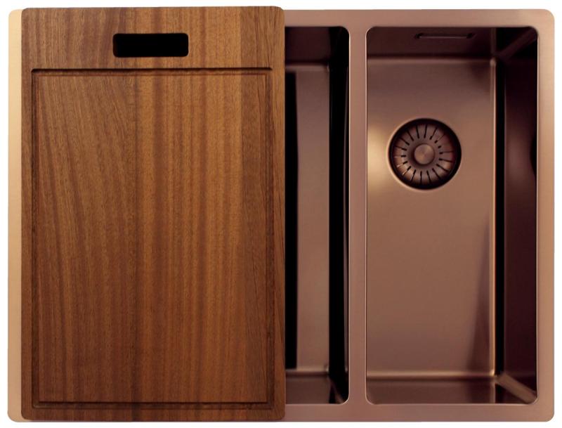 Pure.Sink Exclusivo Kobber 1,5 halvanden håndvask 34+18 cm 10mm radius PEX341840-62