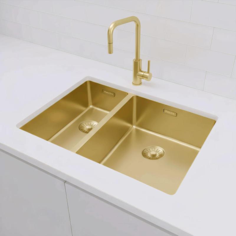 Pure.Sink Exclusivo Gylden 1,5 halvanden vask 18+34 cm 10mm radius PEX183440-60