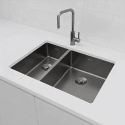 Pure.Sink Exclusivo Gun Metal 1,5 halvanden vask 18+34 cm 10mm radius PEX183440-61