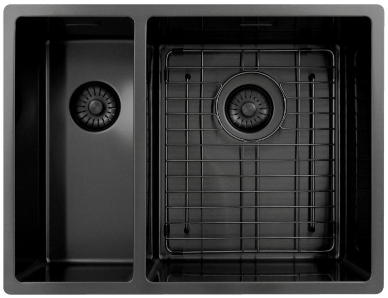 Pure.Sink Exclusivo Gun Metal 1,5 halvanden vask 18+34 cm 10mm radius PEX183440-61