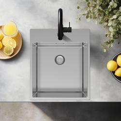 Pure.Sink Exclusivo RVS vask 44x52 cm Tapwing med hanehulbænk 10mm radius PEX4040T-02