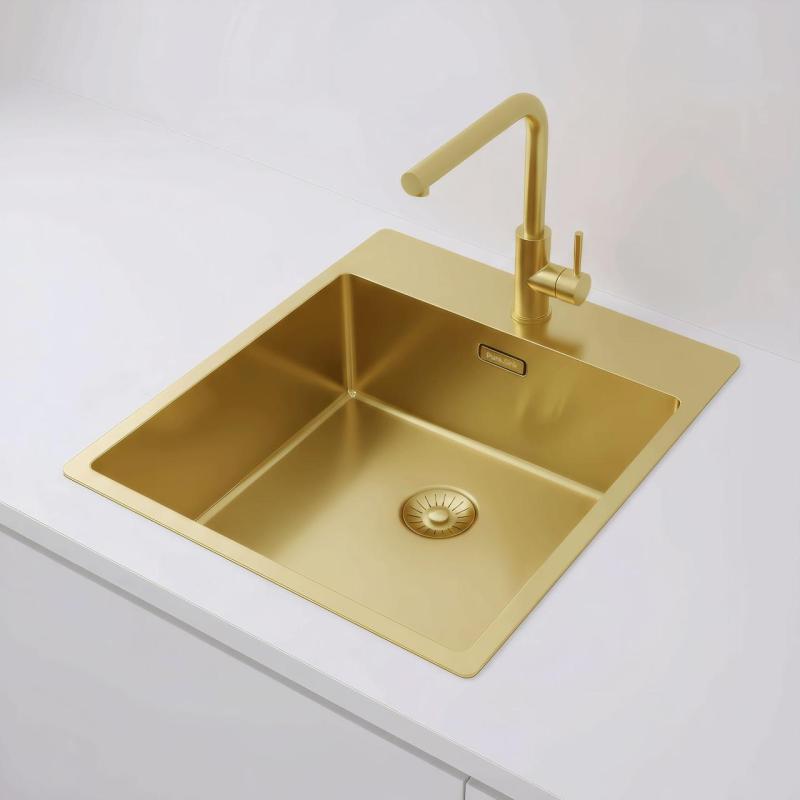 Pure.Sink Exclusivo Gylden vask 44x52 cm Tapvinge med hane hulbænk 10mm radius PEX4040T-60