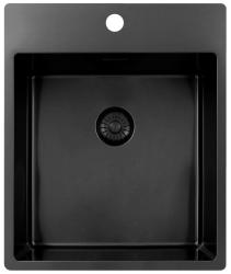 Pure.Sink Exclusivo Gun Metal vask 44x52 cm Tapwing med hanehulbank 10mm radius PEX4040T-61