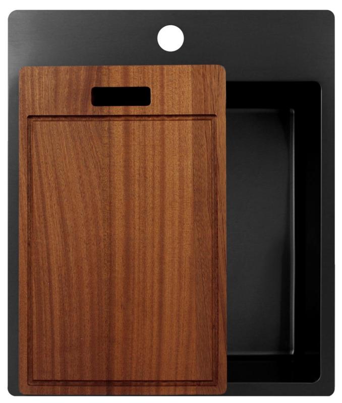 Pure.Sink Exclusivo Gun Metal vask 44x52 cm Tapwing med hanehulbank 10mm radius PEX4040T-61