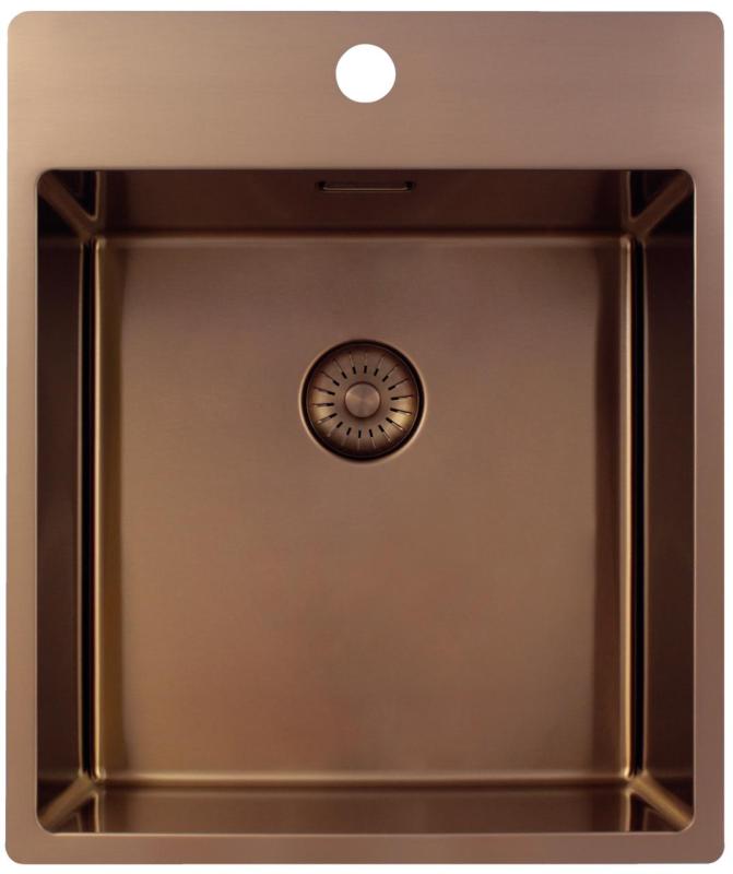 Pure.Sink Exclusivo Kobber vask 44x52 cm Tapwing med hanehulbænk 10mm radius PEX4040T-62