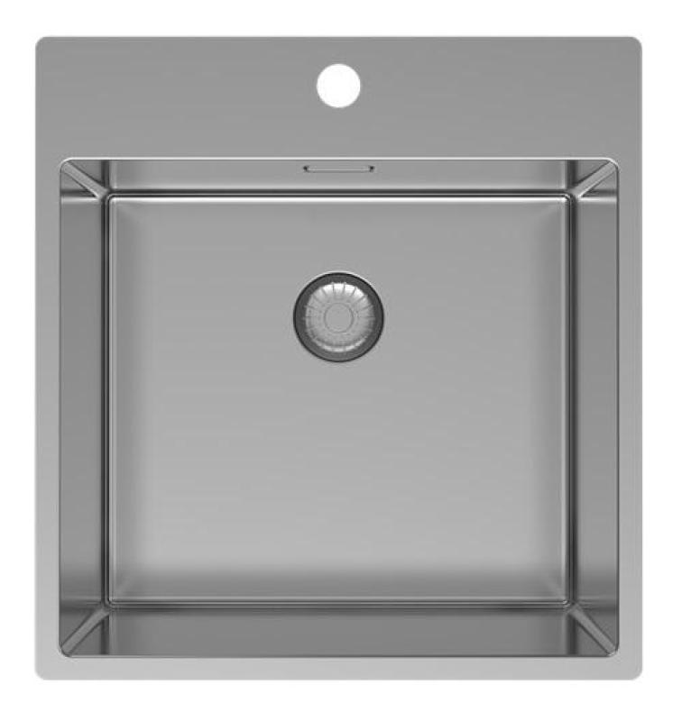 Pure.Sink Exclusivo RVS vask 49x52 cm Tapwing med hanehulbænk 10mm radius PEX4540T-02