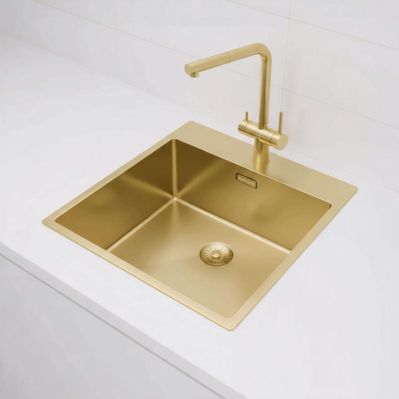 Pure.Sink Exclusivo Guldbækken 49x52 cm Tapwing med hanehulbank 10mm radius PEX4540T-60