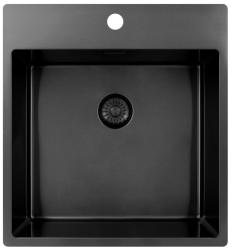 Pure.Sink Exclusivo Gun Metal vask 49x52 cm Tapving med hanehulbænk 10mm radius PEX4540T-61