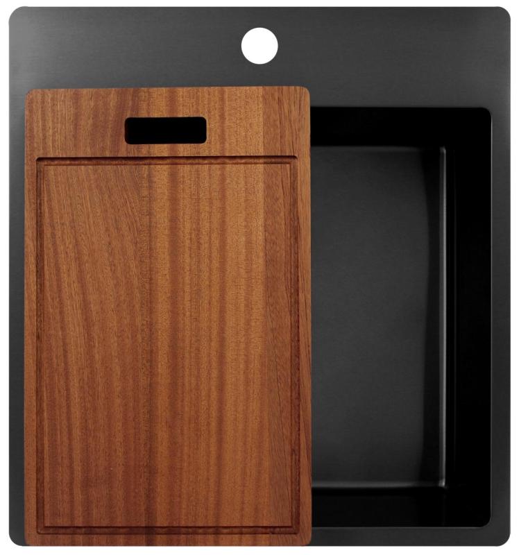 Pure.Sink Exclusivo Gun Metal vask 49x52 cm Tapving med hanehulbænk 10mm radius PEX4540T-61