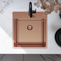 Pure.Sink Exclusivo Kobber vask 49x52 cm Tapwing med hanehul bank 10mm radius PEX4540T-62