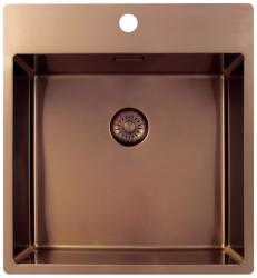 Pure.Sink Exclusivo Kobber vask 49x52 cm Tapwing med hanehul bank 10mm radius PEX4540T-62