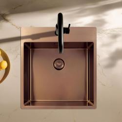 Pure.Sink Exclusivo Kobber vask 49x52 cm Tapwing med hanehul bank 10mm radius PEX4540T-62