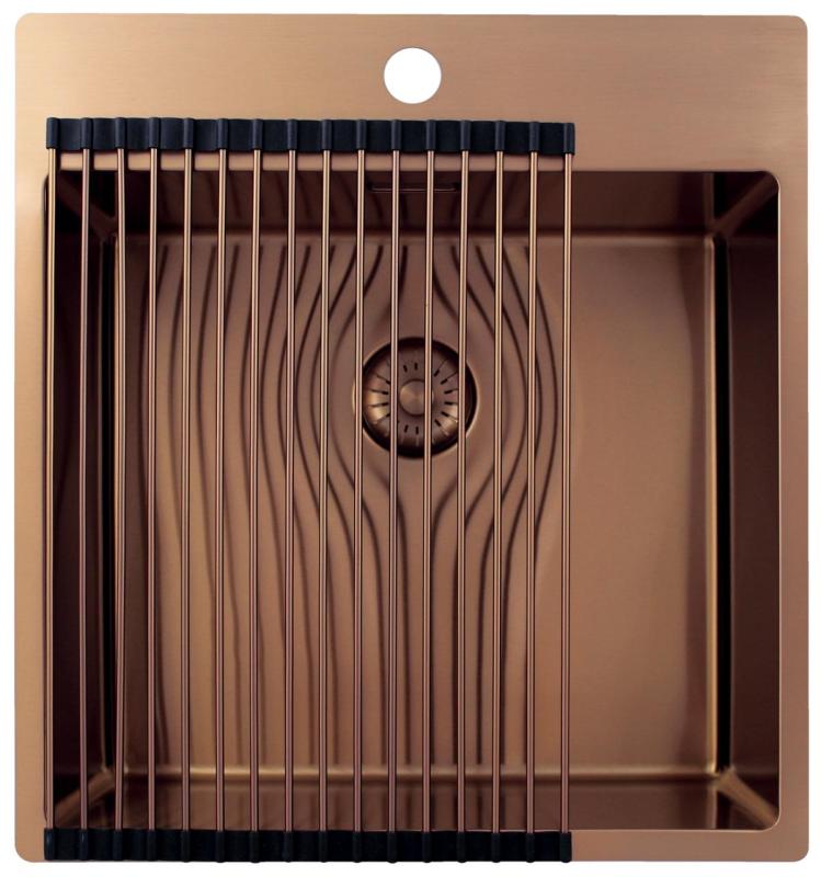 Pure.Sink Exclusivo Kobber vask 49x52 cm Tapwing med hanehul bank 10mm radius PEX4540T-62