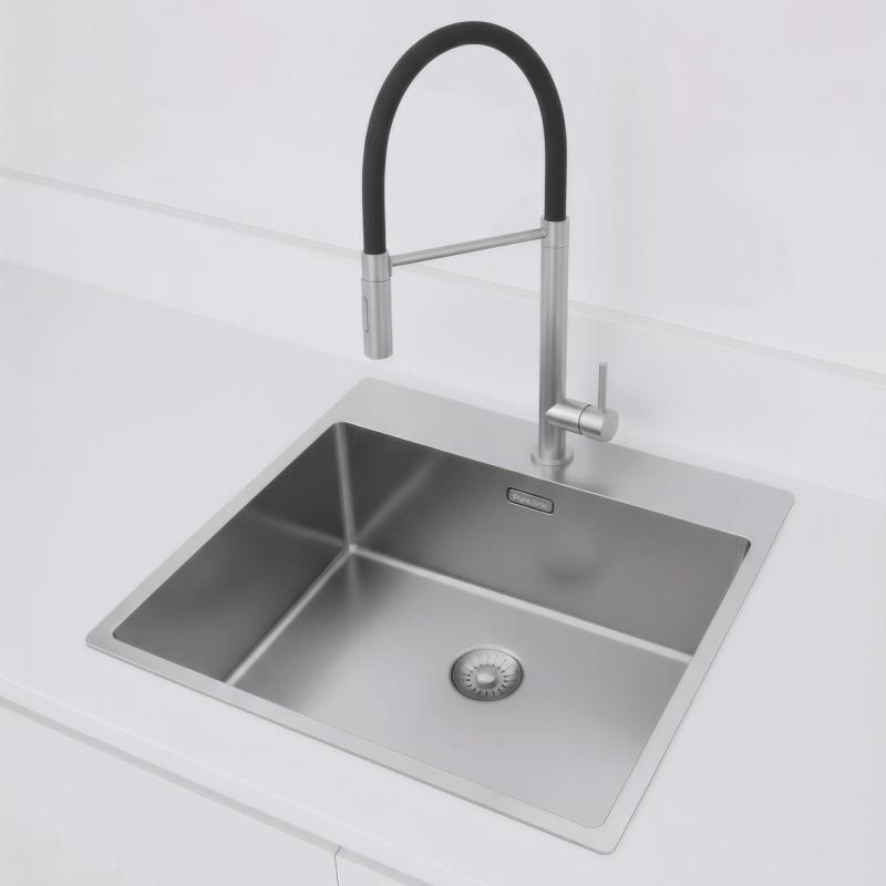 Pure.Sink Exclusivo RVS vask 54x52cm Tapwing med hanehulbænk 10mm radius PEX5040T-02
