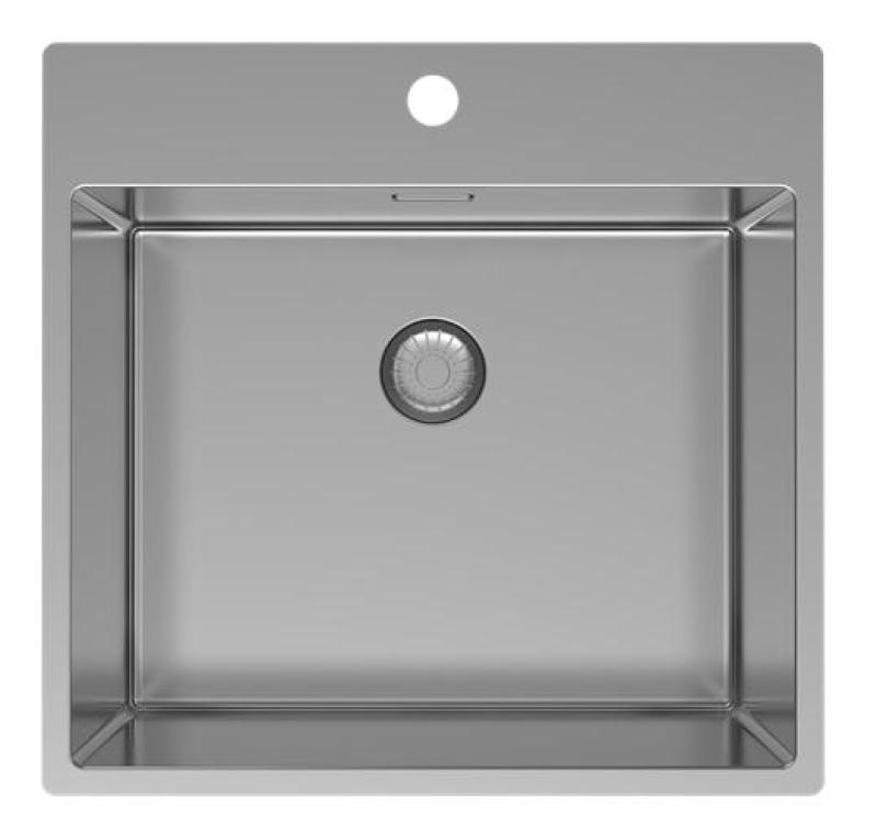 Pure.Sink Exclusivo RVS vask 54x52cm Tapwing med hanehulbænk 10mm radius PEX5040T-02
