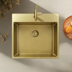 Pure.Sink Exclusivo Guldhane 54x52 cm Tapvinge med hanehulbank 10mm radius PEX5040T-60
