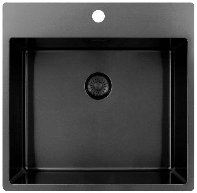 Pure.Sink Exclusivo Gun Metal vask 54x52 cm Tapwing med hanehulbænk 10mm radius PEX5040T-61