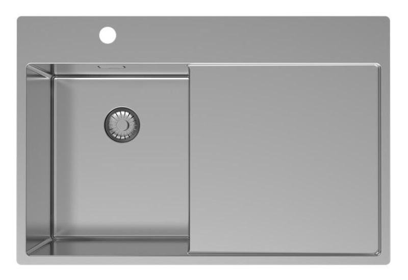 Pure.Sink Exclusivo RVS lille vask med dræningsområde 78x52 cm Tapvinge til venstre PEX3478LT-02