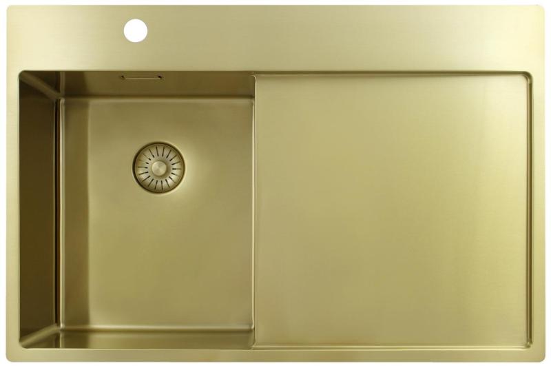 Pure.Sink Exclusivo Lille guldvask med afdrypningsdel 78x52 cm Vandhane til venstre PEX3478LT-60