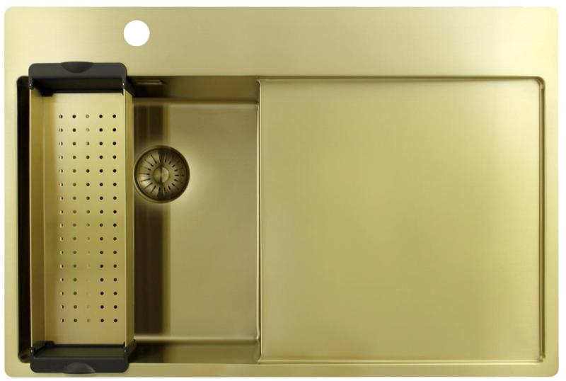 Pure.Sink Exclusivo Lille guldvask med afdrypningsdel 78x52 cm Vandhane til venstre PEX3478LT-60