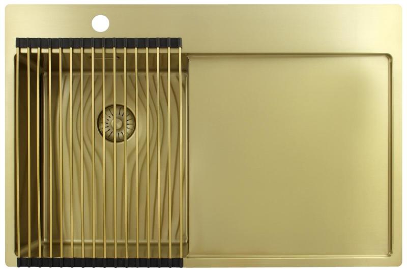 Pure.Sink Exclusivo Lille guldvask med afdrypningsdel 78x52 cm Vandhane til venstre PEX3478LT-60