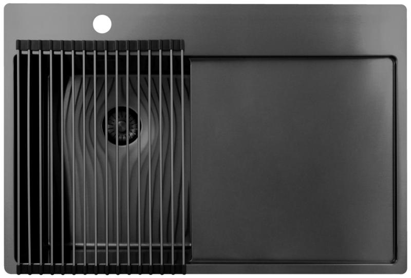 Pure.Sink Exclusivo Gun Metal lille vask med dræningsområde 78x52 cm Tapwing venstre PEX3478LT-61