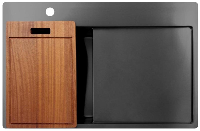 Pure.Sink Exclusivo Gun Metal lille vask med dræningsområde 78x52 cm Tapwing venstre PEX3478LT-61