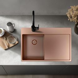 Pure.Sink Exclusivo Kobber lille håndvask med drypområde 78x52 cm Tapwing venstre PEX3478LT-62