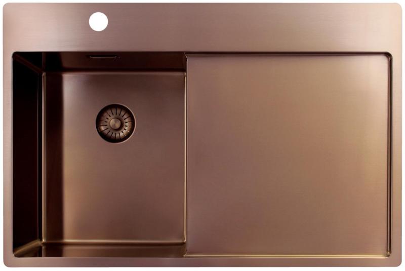 Pure.Sink Exclusivo Kobber lille håndvask med drypområde 78x52 cm Tapwing venstre PEX3478LT-62