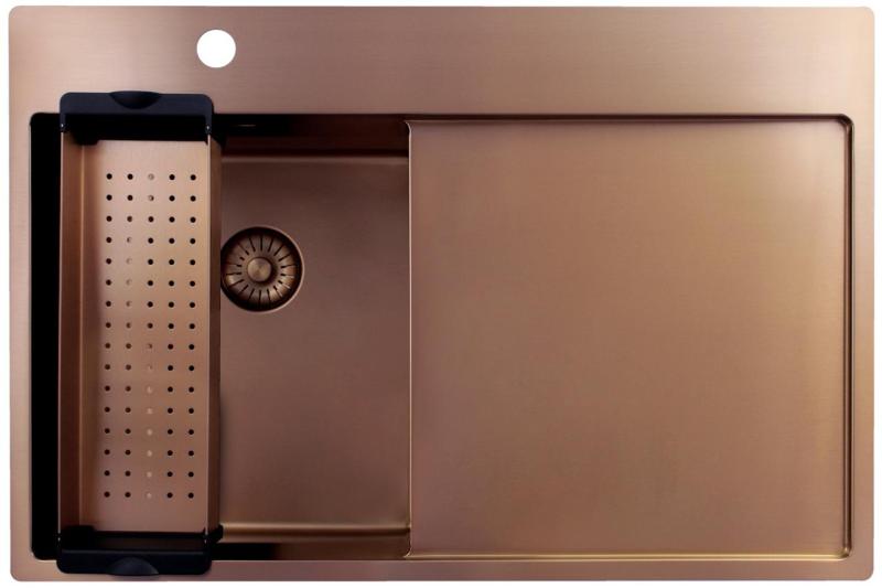 Pure.Sink Exclusivo Kobber lille håndvask med drypområde 78x52 cm Tapwing venstre PEX3478LT-62