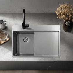 Pure.Sink Exclusivo RVS lille vask med dræningsområde 78x52 cm Tapwing til højre PEX3478RT-02