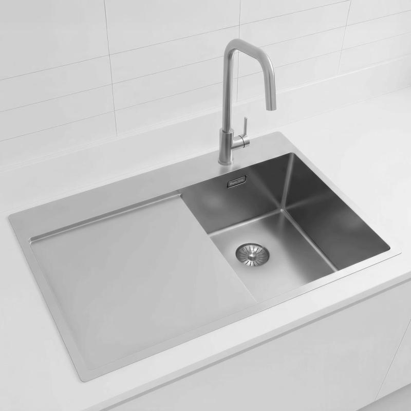 Pure.Sink Exclusivo RVS lille vask med dræningsområde 78x52 cm Tapwing til højre PEX3478RT-02