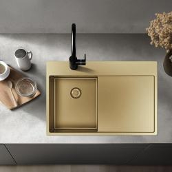 Pure.Sink Exclusivo Gylden lille vask med dræningsområde 78x52 cm Tapwing til højre PEX3478RT-60